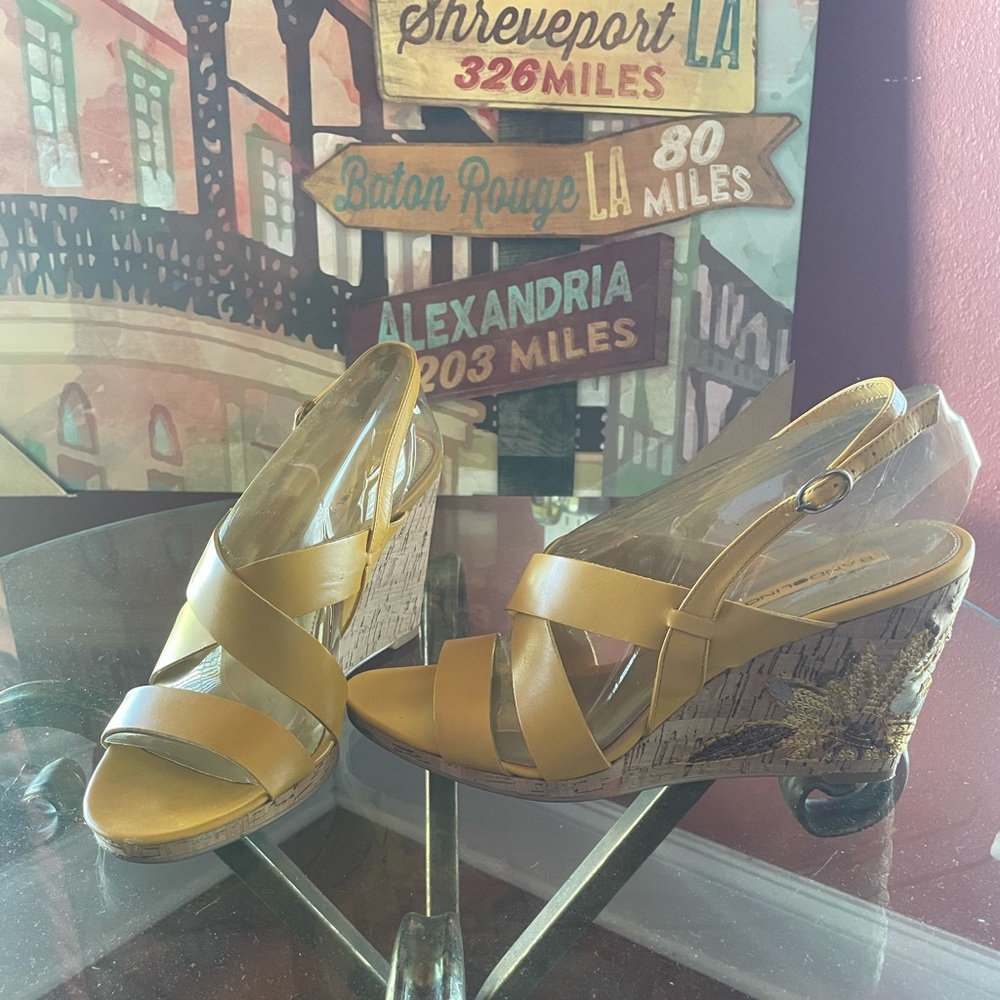 Yellow wedge heels